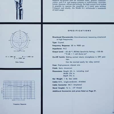Vintage 1950's Electro-Voice 911 Mercury Omnidirectional Crystal Microphone w period Atlas DS5 stand prop display image 2