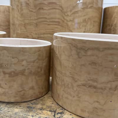 TAMO ASH exotic wood and Maple 7 pcs shell set - 5 ply core shells - Clear gloss polished BEST OFFERS ACCEPTED! image 2