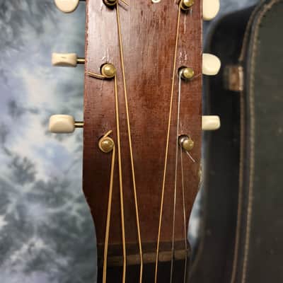 Vintage 1963 Regal by Harmony Stella 3/4 Size Parlor Guitar Faux Tiger Stripe Neck Reset Pro Setup New Strings Original Soft Shell Case image 9