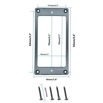 2Pcs Flat Metal Humbucker Pickup Mounting Ring Set - Bridge Neck Pickups Cover Frame Replacement Part For Electric Guitar Or Precision Bass (Black) image 2