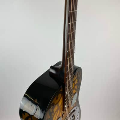 1991 Dobro Model 37 Round Neck Resonator w/ RARE Original French Scroll Finish. Era correct Chipboard case /or padded Hardshell available/ image 11