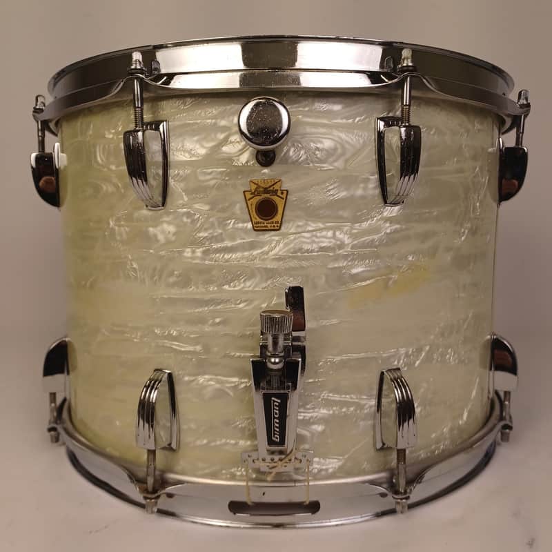 Ludwig 10x14"1969 White Marine Pearl Marching Snare Drum Keystone 3Ply Maple WMP image 1
