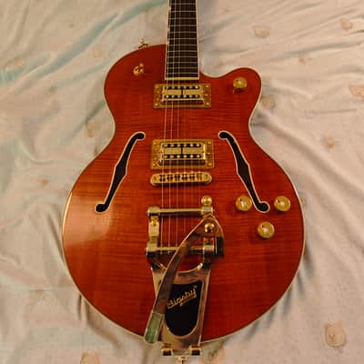 Gretsch Limited Edition Electromatic Flame Okoume Broadkaster Jr. 2025 5655 2025 - Present - Roundup Orange image 1