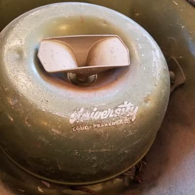 University Sound Insane barn find: Pair HUGE CLC Waterproof Speakers AlNiCo Hi-Fidelity 8 Ohm Drivers 25 Watt Horn 1960 Green image 3