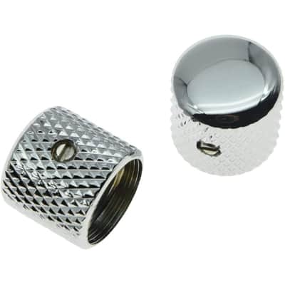 Set of 2 Chrome Metal Guitar Dome Knobs Bass Knob with Set Screw for Telecaster/Tele Guitar image 2