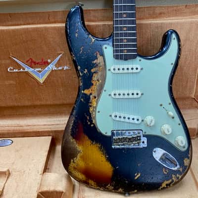 Fender Stratocaster Customshop SUPHREL 1963RI 2024 - Super Faded Aged Black Over 3-Colour Sunburst image 1