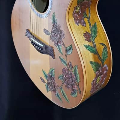 Blueberry Handmade Grand Concert Acoustic Guitar Floral Motif image 8