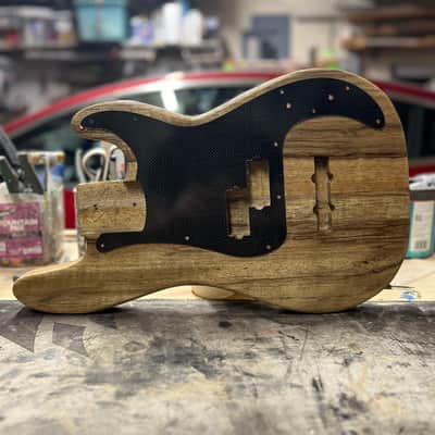 Madlad Instruments Exotic Finished Black Limba PJ-Route Precision Bass PBass Body/Pickguard Combo (made with pride in north Texas) image 1
