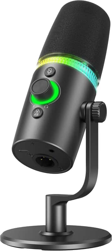 USB/XLR Dynamic Microphone Podcast & Gaming Microphone for PC, Vocal Mic with RGB Lighting, Tap-to-Mute, Gain Control & Headphone Monitoring for YouTube Streaming image 1