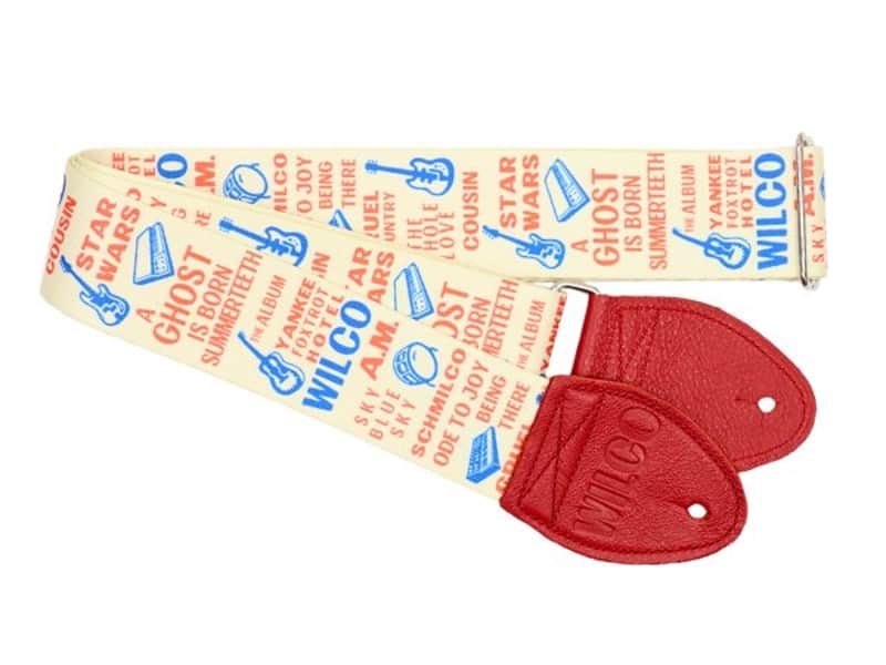 Souldier Wilco Album Guitar Strap with Red Leather *Free Shipping in the USA* image 1