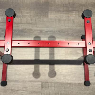 K&M 18810 Omega Table-Style Keyboard Stand, Ruby Red W/ included K&M Laptop Holder AND K&M iPad Mic Stand Holder image 5