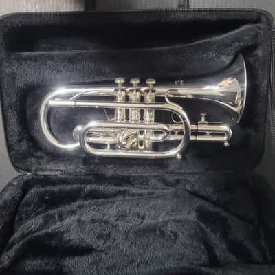 Getzen Capri 580S Cornet  ,2 Mouthpieces & soft case  .1980-1985 - Silver plated image 19