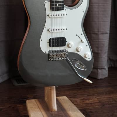 Custom Metallic Grey Strat Style HSS. Genuine Mahogany & Flame Maple Binding. image 7