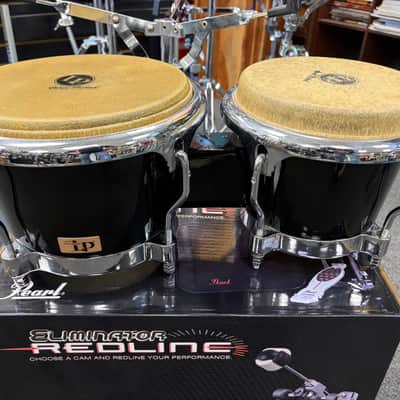 L.P. Traditional Fiberglass set of Bongos 2019 - Black lacquer image 1