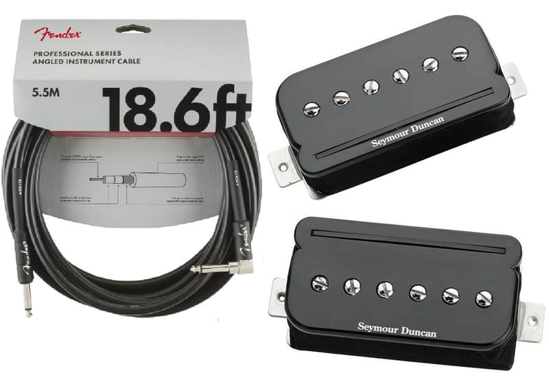 Seymour Duncan P-Rails SHPR-1s Black Pickups Set P 90 Sound in Humbucker Size ( FENDER 18FT CABLE ) image 1