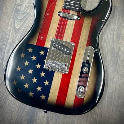 USA Flag Electric Guitar - Tele style - Red white and blue image 1