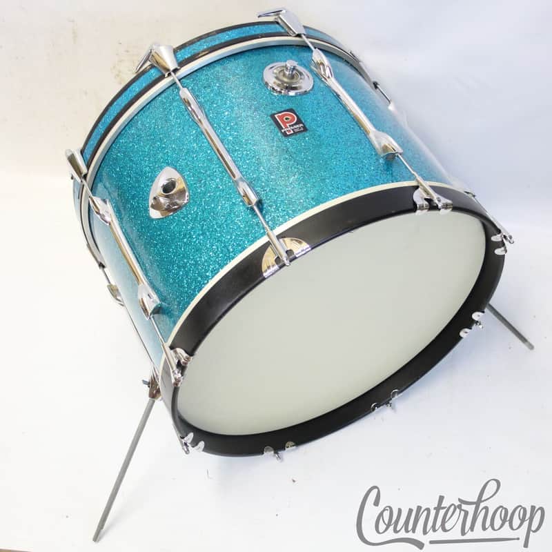 Premier 20x14" Aqua Sparkle Elite Bass Drum 3Ply African Mahogany Vintage 70s UK image 1
