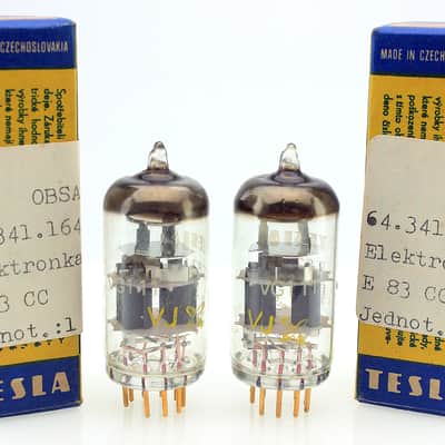Matched Pair 1973 Tesla E83CC ECC83 ECC803S Gold Pin NOS Military Vacuum Tubes image 2