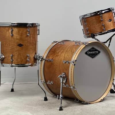 Craviotto 20/12/14" Solid Cherry Drum Set w/ Cherry Inlay - Kit #1161 image 4