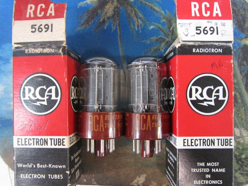 Pair NOS RCA Red Base 5691 Preamp Driver Tubes, NEW Boxes, USA, Ex Sound, Performance 1950s/60s image 1