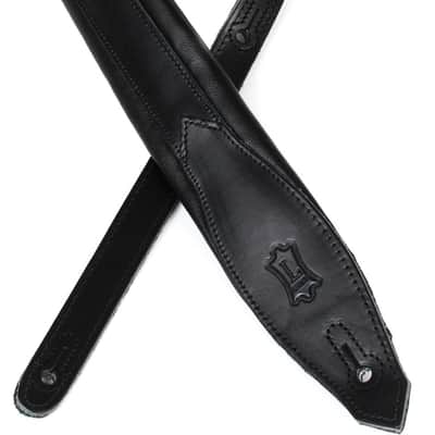 Levy's MSS80 2-inch Two-Tone Boutique Series Leather Guitar Strap - Black on Black image 1