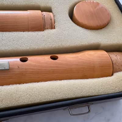 Vintage Moeck Tuju Bass Recorder in Natural Maple w/ Brass Rings image 5