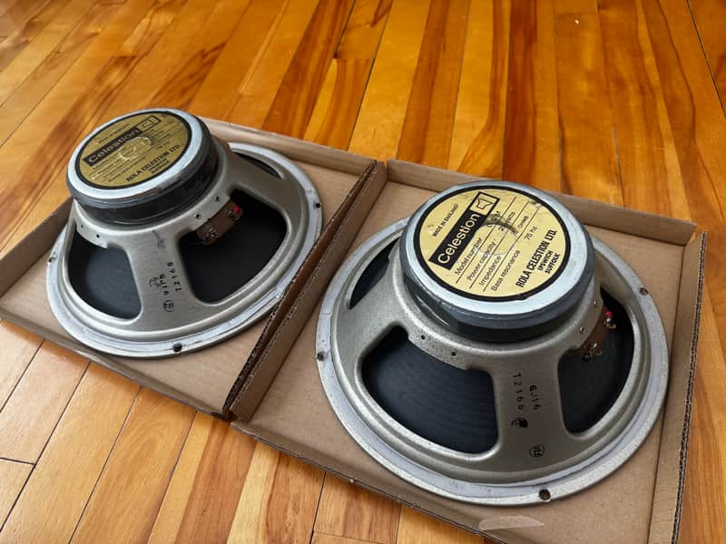 Celestion G12M T1221 – Early 70s – Original 1777 Cones – Vintage Matched Pair image 1