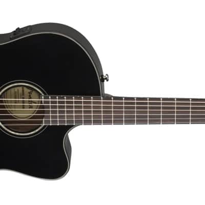 Fender Classic Design CN-140SCE Black Thinline Electro Nylon Guitar & Hardshell Case image 3
