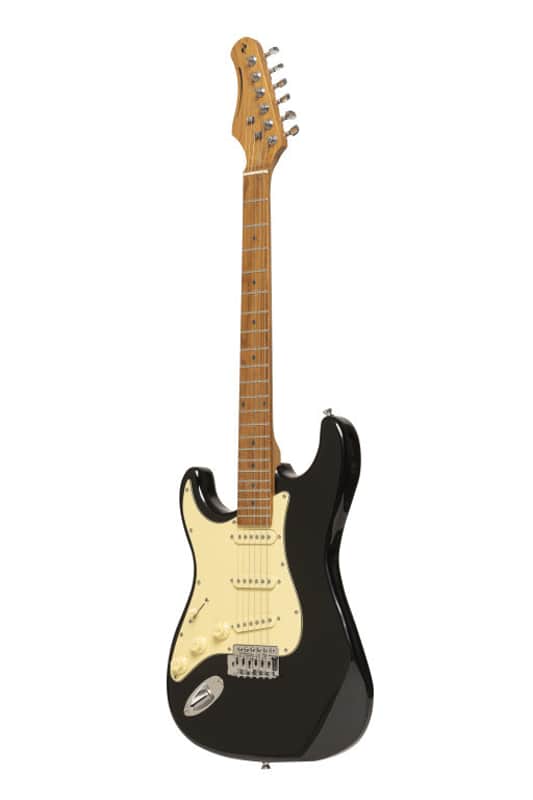 STAGG Electric Guitar Series 55 With Solid Paulownia Body Left Hand Model Black image 1