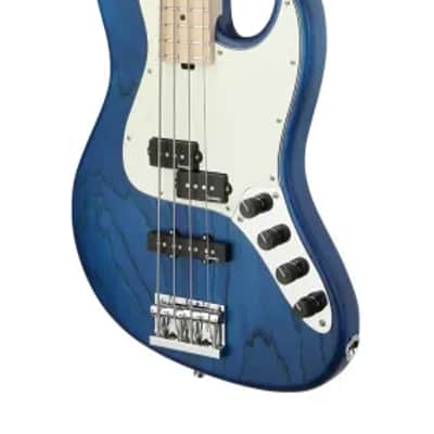 Sadowsky MetroLine 21-Fret Vintage P/J Bass-Swamp Ash Body-4 String-Ocean Blue Transparent Satin image 4