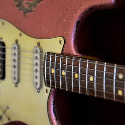American Fender Stratocaster Relic Custom Nitro Pink Sparkle HSS CS Texas Specials image 7