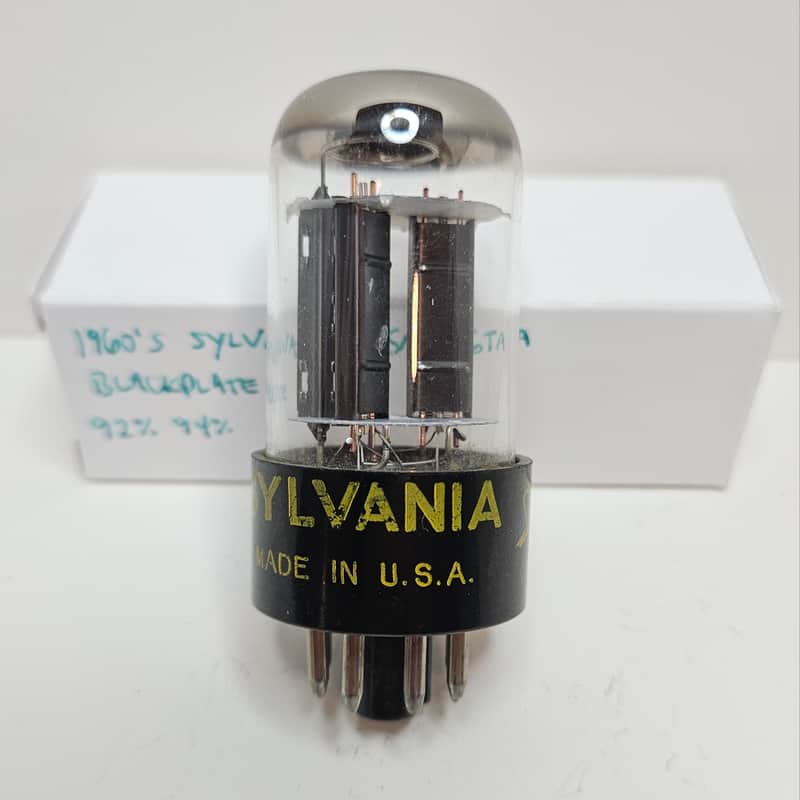 Vintage Sylvania 12SN7-GTA Tube *TESTS VERY STRONG* 92% 94% Black Plate image 1
