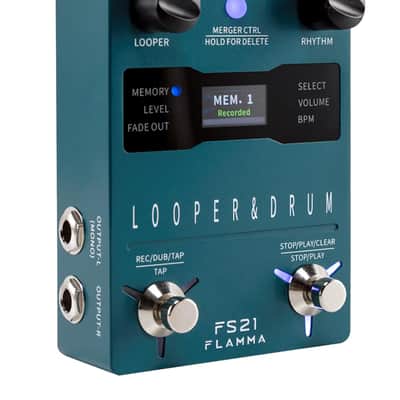 FLAMMA FS21 Stereo Guitar Looper Pedal & Drum Machine 2-in-1 with160 Minutes Loop Recording Capacity 100 Drum Grooves 10 Metronome Support Software Editing image 1