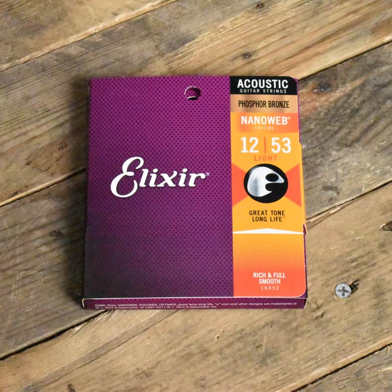 Elixir 16052 Phosphor Bronze Nanoweb Coated Acoustic Guitar Strings Light 12-53 image 1