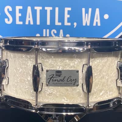 Final Cry - 6x14" 10-Lug Wood Snare Drum - White Marine Pearl image 12