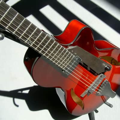 2017 Peerless 12" Serena carved spruce archtop, light travel/ parlor size guitar. Ruby Sunburst, image 20