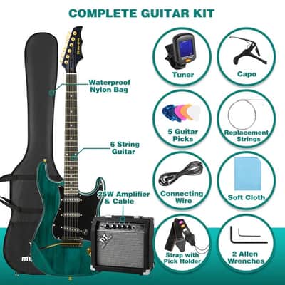 MUSTAR MEG-100 Green Electric Guitar Kit | Beginner Set with Amp image 5