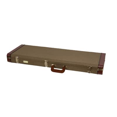 Crossrock Master Series - Wooden Telecaster&Stratocaster Electric Guitar Case - Security Lock, Genuine Leather Handle, Reinforced Hardware, Metal Feet, Storage Space- Olive Green Tweed image 2