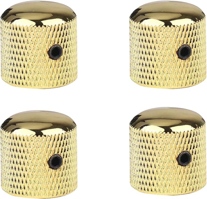 4Pcs Metal Guitar Knobs for Fender Telecaster & Gibson Les Paul, Volume Tone Control Knobs with Allen Keys & Screws - Chrome-Plated Replacement Parts for Electric Bass & Guitars (Gold) image 1