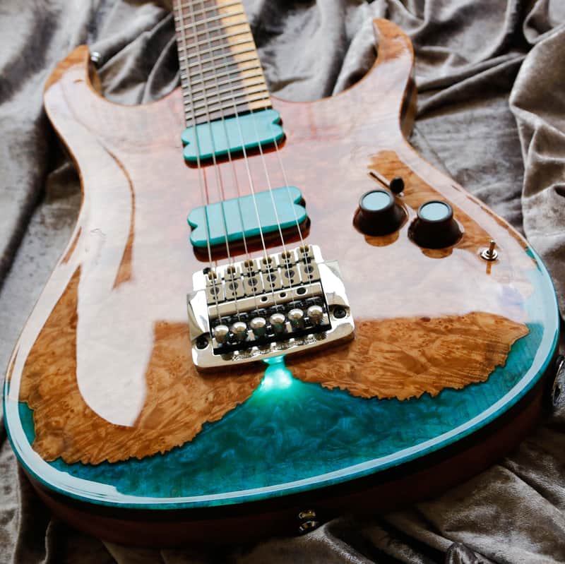 GB Liuteria Boutique guitar Ergal 6 string illuminated resin image 1