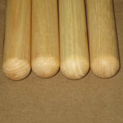 TWO new pairs (no packaging) near A+ Musician's Gear Hickory Drumsticks similar in size & head to Promark Finesse 718: small round tip, Length: 16 1/4" / 412.8mm, Diameter: .551" / 14mm, satin finish (plain, meaning NO graphics / NO paper sleeve) image 3