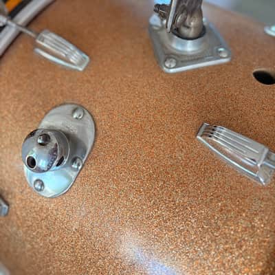 Vintage Ludwig 22 x 14 Bass Drum 1960s - Champagne Sparkle w/ New Heads image 13