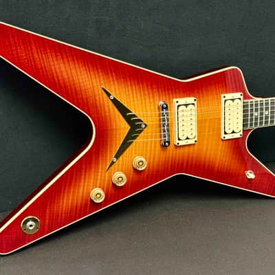 Dean - USA - ML - Patents Pending - Flame Top - Trans Cherry Sunburst - DiMarzio Super Distortion Pickups - Chrome Hardware - Brass V Plate - OHSC - Call for Best Price !!! image 6