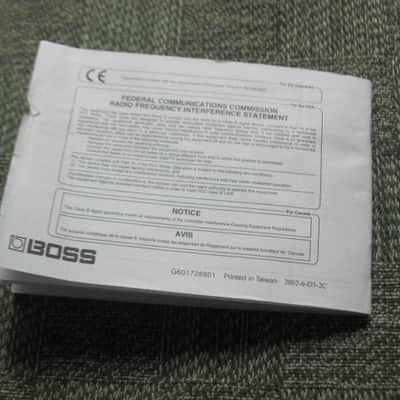 used (less than lite average wear) genuine Boss Owner's Manual for PH-3 Phase Shifter (NO: pedal / other items) 2000s (copyright year 2002) white matte paper / black print & graphic [5 inches across (unopened), 3 & 1/2 inches high] 32 pages cover to cover image 5