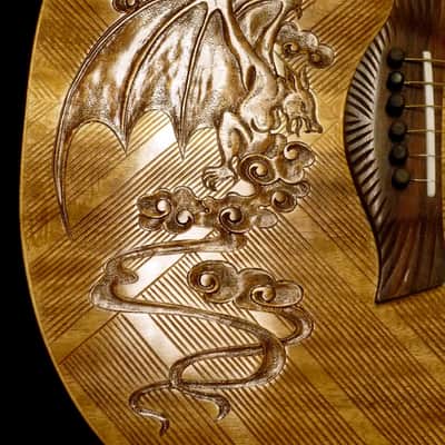 Acoustic Parlor Guitar Handmade by Blueberry Bat Motif Steel String image 17