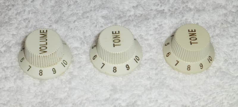 Fender Stratocaster Knob Set Three 1977 '78 '79 '80 '81 1982 Including Dan Smith Strats 4 Spoke image 1