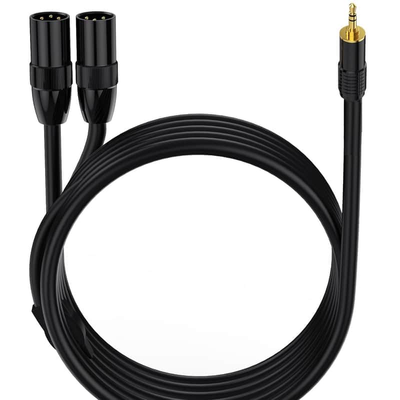 Xlr To 3.5Mm Splitter Cables, Trs Stereo Male To Dual Xlr Male Interconnect Audio Microphone Cable, Y Splitter Adapter Cable (Male To Dual Male), Black
