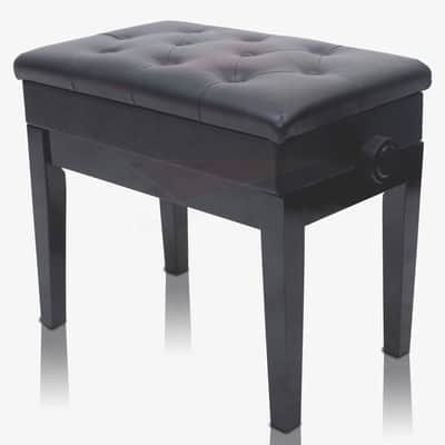 GRIFFIN Adjustable Piano Bench (ErgonomicPRO-X Series) – Black Solid Wood Frame, PU Leather Cushion, Antique Style with Sheet Music Storage for Musicians & Vanity image 4