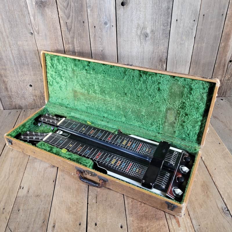 National Grand Console Doubleneck 8 String Lap Steel 1940 w/Tweed Case - Black image 1