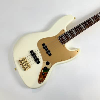 Squier Jazz Bass 40th Anniversary Gold Edition 2022 Olympic White image 3
